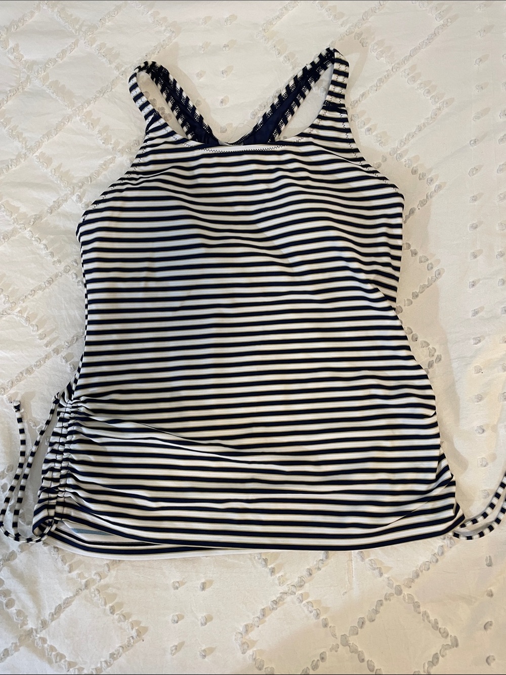 Calypsa Striped Navy and White Women's Tankini Top nwt